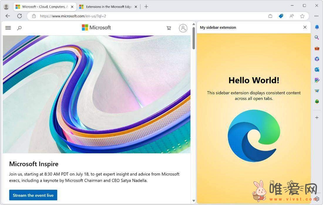 微软向第三方扩展开放Edge浏览器侧边栏：允许开发者创建各种功能！